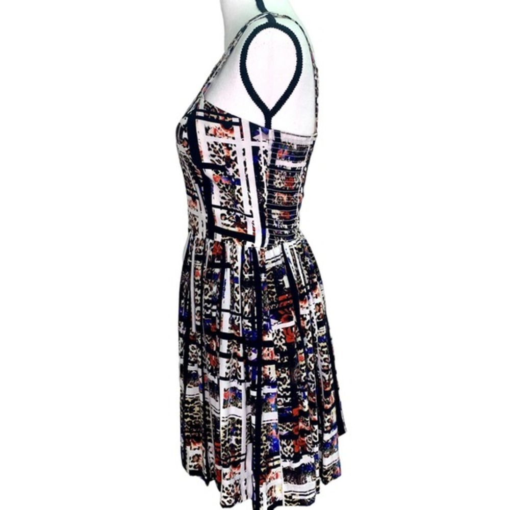 Amanda Uprichard 100% Silk Abstract Floral Leopard Mini Strappy Dress Medium - Picture 6 of 8